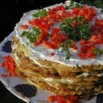 Кабачково-сырный блинный торт с мясом 